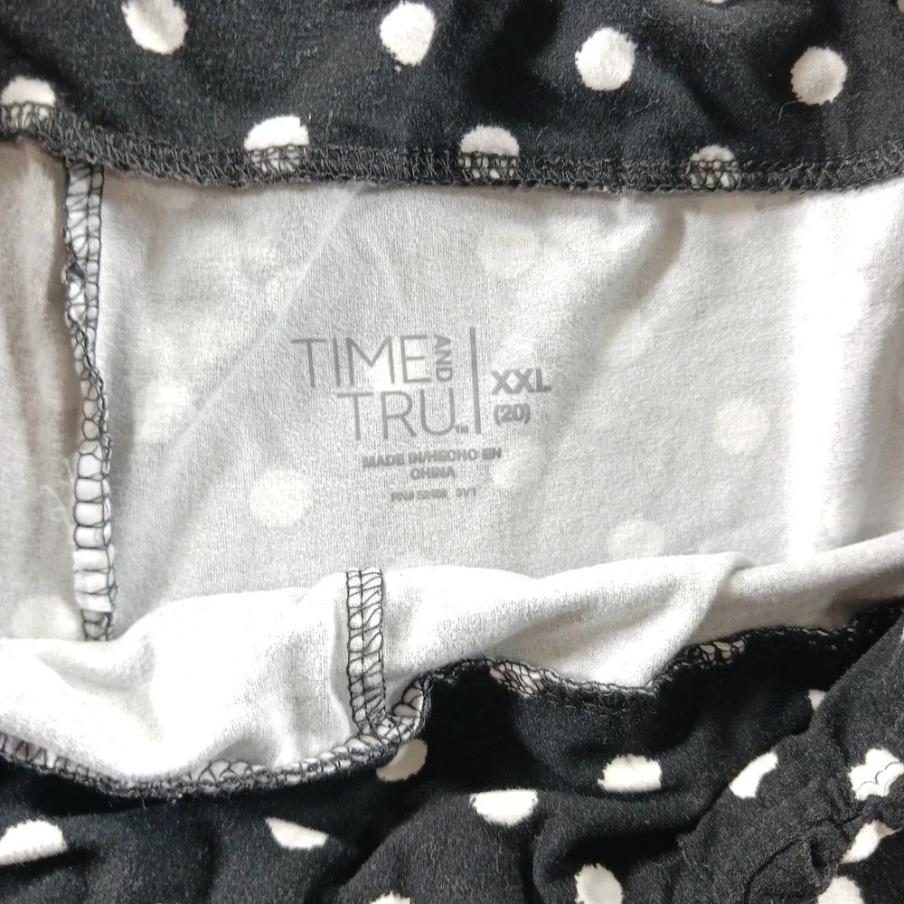 Time and‎ Tru Womens XXL 20 Black White Polka Dot Leggings Elastic Waist Pants
